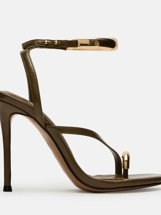Steve Madden Shoes - Steve Madden Olive Strappy Toe-Ring Stiletto with Gold Accent